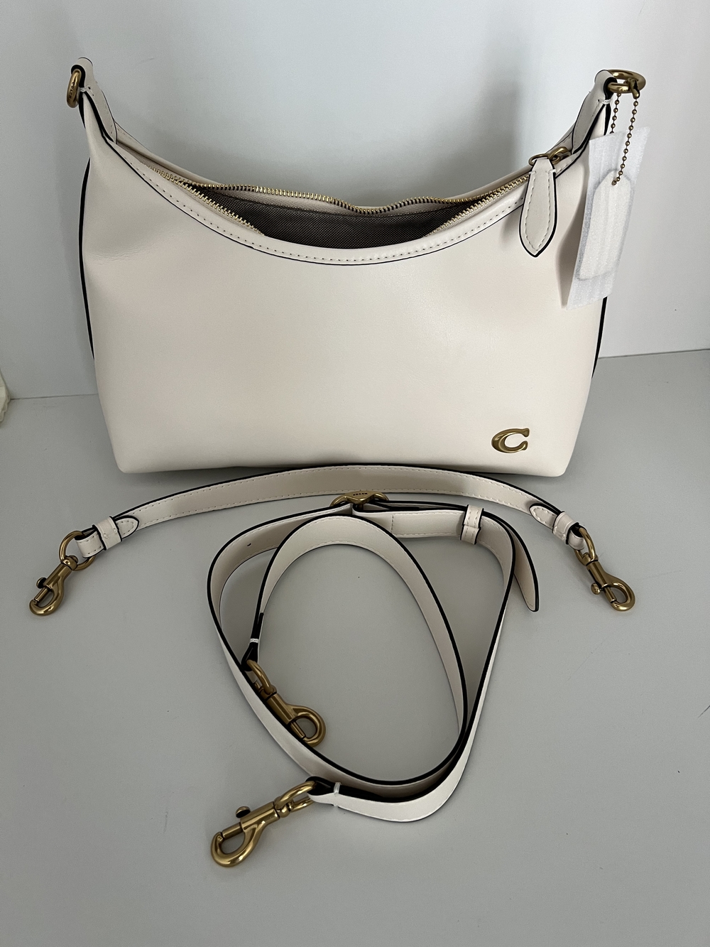 COACH Cream Juliet Hobo Leather Shoulder Bag - Picture 6 of 6